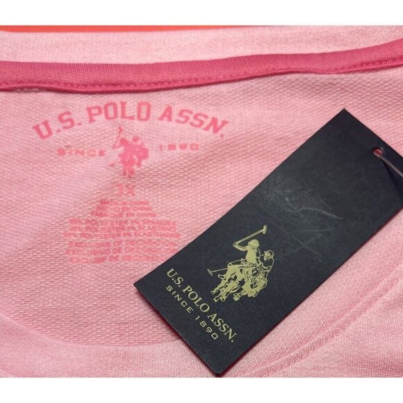 U.S. Polo Assn Plus 3X Pink Logo Crop Long Sleeve Top & Pocket Shorts Lounge Set - Picture 6 of 6